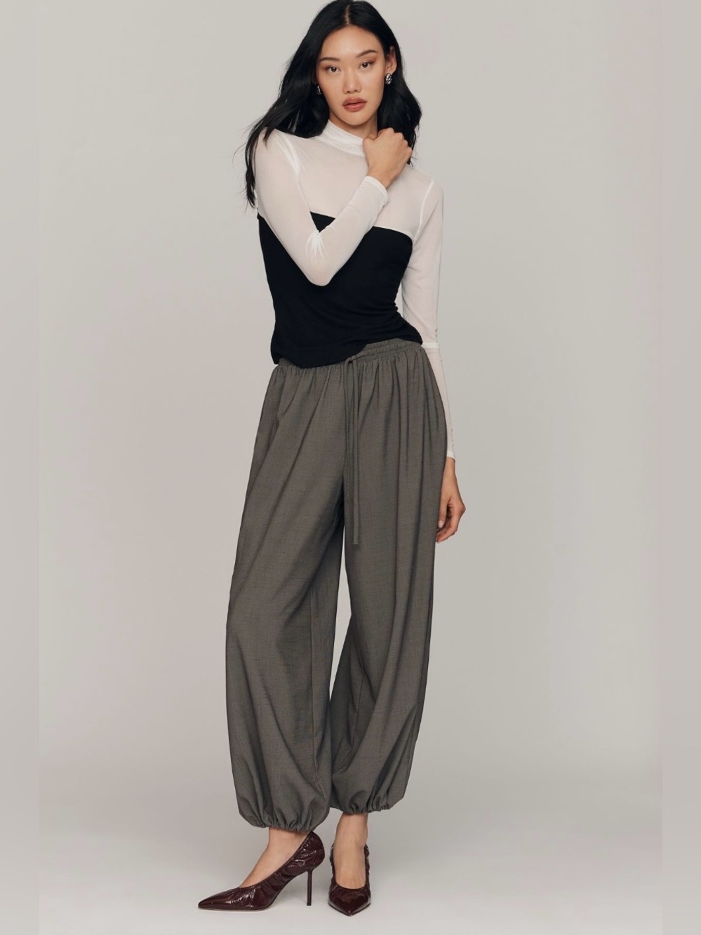 Anthropologie Whiteroom + Cactus Drawstring Plaid balloon pants Small